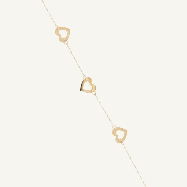 14 Karaat Geelgouden Kinderarmband met Open Hartjes
