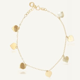 Geelgouden Hartjesarmband