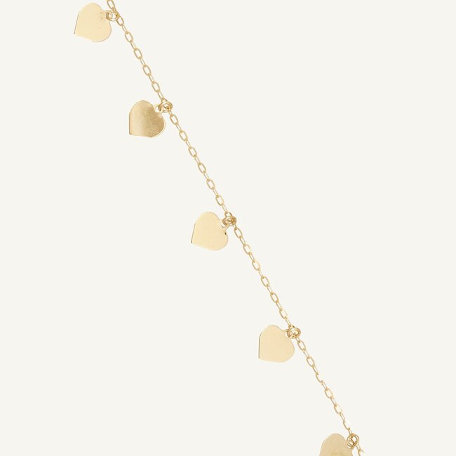 14 Karaat Geelgouden Armband met Hartjes Bedels