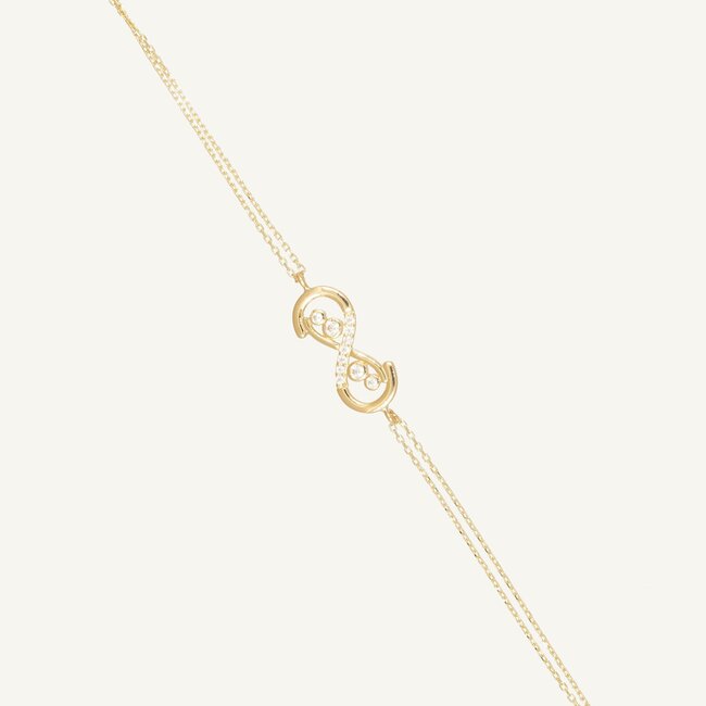 14 Karaat Geelgouden Infinity Armband met Fonkelende Zirkonia
