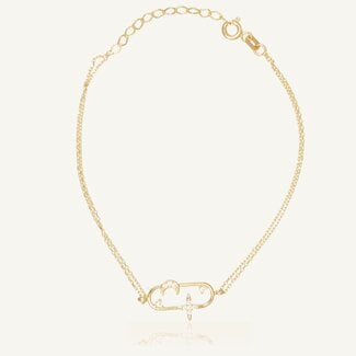 Geelgouden Maan & Ster Armband met Zirkonia