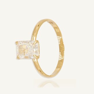 Geelgouden Solitaire Ring met Zirkonia