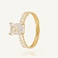 Geelgouden Solitaire Ring met Rechthoekige Zirkonia