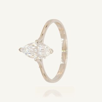 Witgouden Solitaire Ring met Marquise Zirkonia