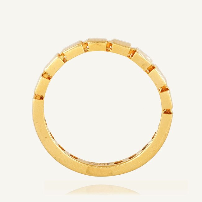 Roodgouden ring met geometrisch blokdesign