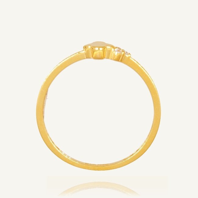 Elegante 22 Karaat Geelgouden Klaverring met Zirkonia