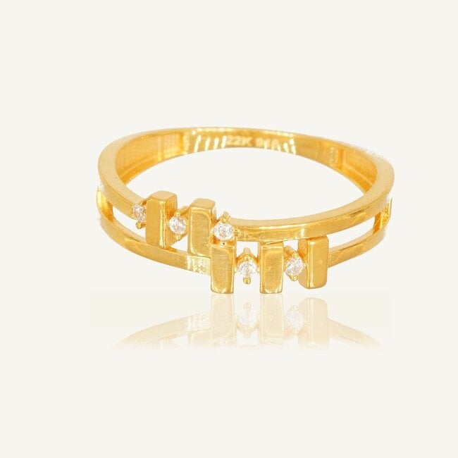 22 Karaat Roodgouden Dubbele Ring met Zirkonia