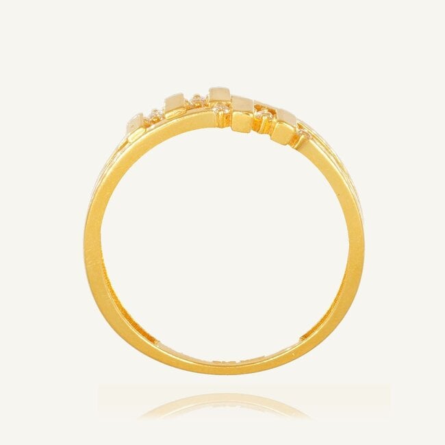 22 Karaat Roodgouden Dubbele Ring met Zirkonia