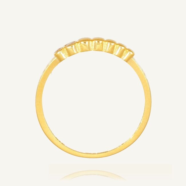 Elegante 22 Karaat Roodgouden Ring met Zirkonia Accenten