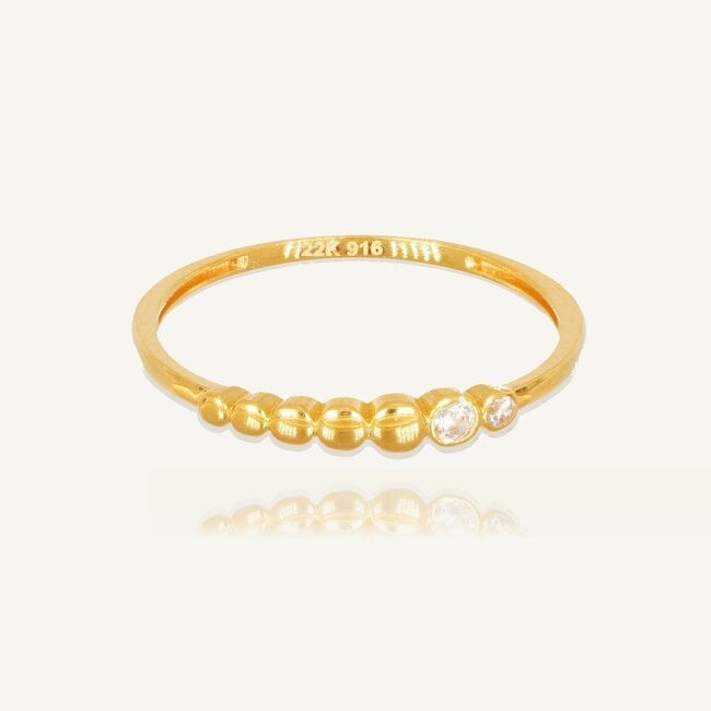 Elegante 22 Karaat Roodgouden Ring met Zirkonia Accenten