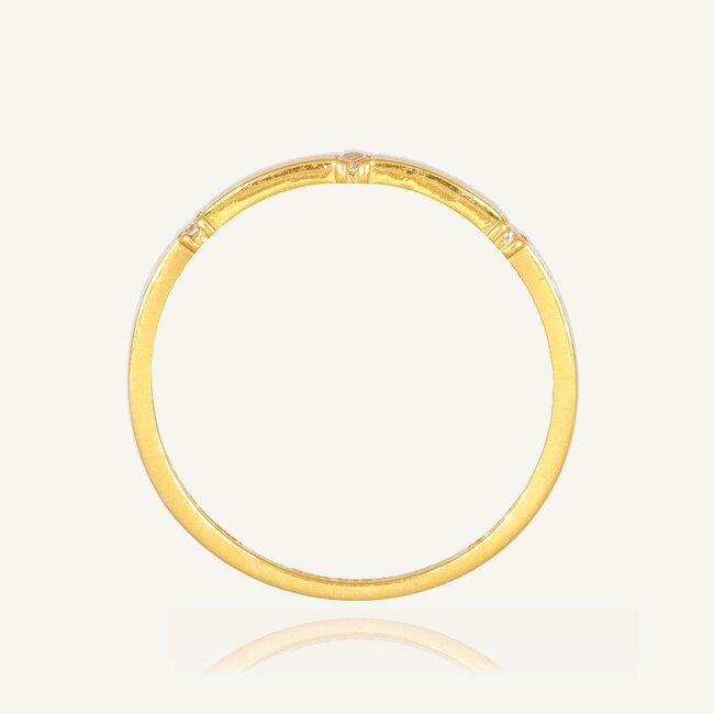 Elegante 22 Karaat Roodgouden Ring met Drie Fonkelende Zirkonia Stenen