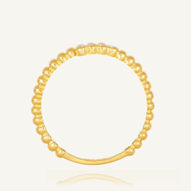 Elegante 22 Karaat Roodgouden Ring met vier Zirkonia Stenen