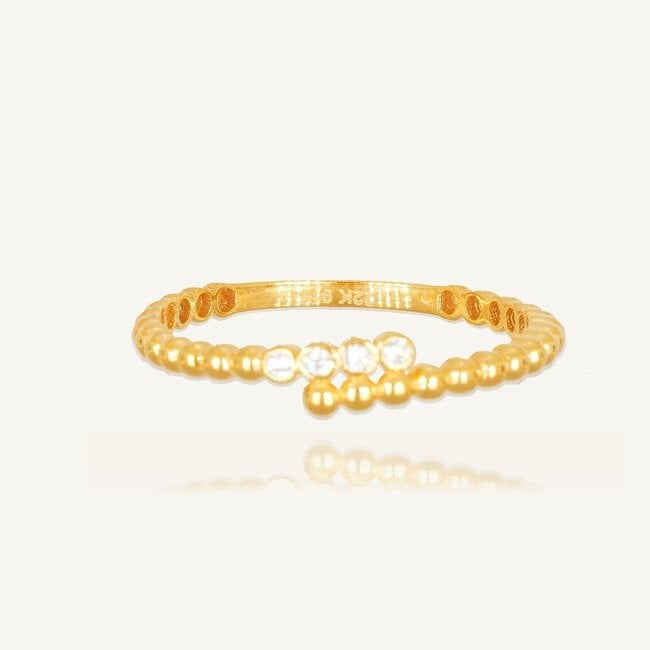 Elegante 22 Karaat Roodgouden Ring met vier Zirkonia Stenen