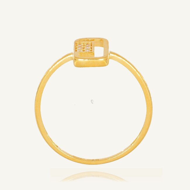 Elegante 22 Karaat Gouden Ring met Vierkant Open Design en Zirkonia