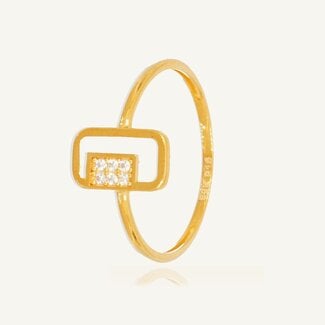 Gouden Ring met Zirkonia Vierkant Design