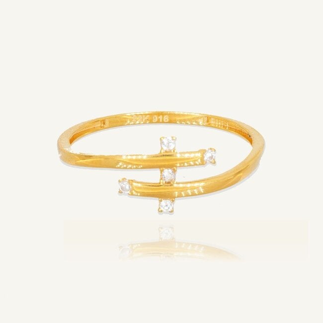 Elegante 22 Karaat Gouden Ring met Open Design en Zirkonia