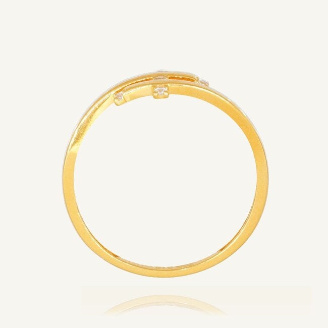 Elegante 22 Karaat Gouden Ring met Open Design en Zirkonia