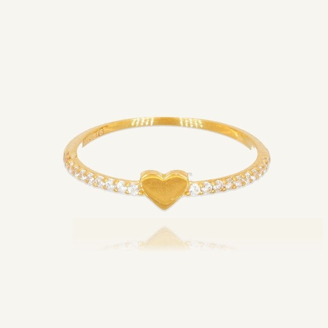 Elegante 22 Karaat Gouden Hartjesring met Zirkonia