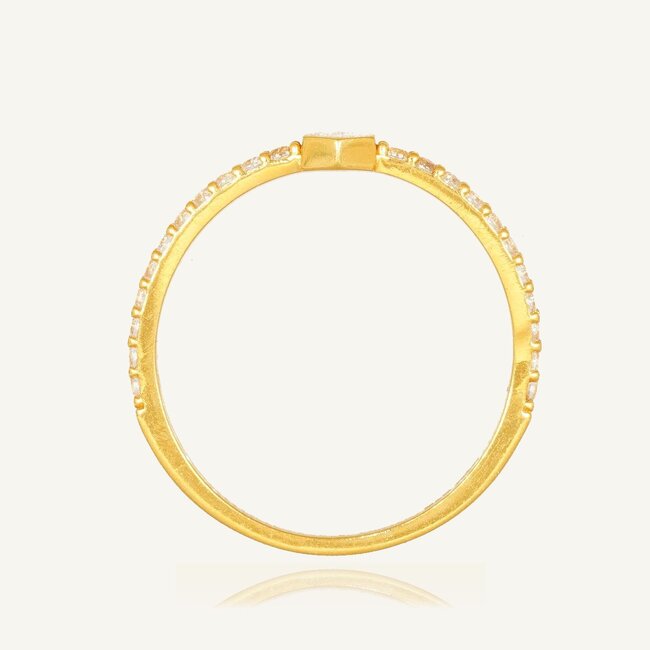 22 Karaat Gouden Hexagon Ring met Zirkonia