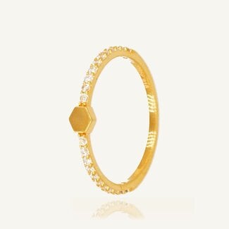 Minimalistische Hexagon Zirkonia Ring