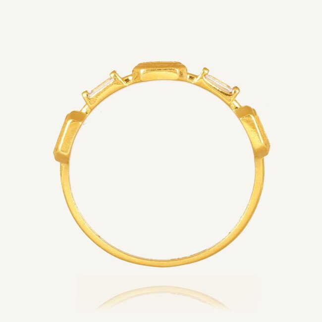 22 Karaat Gouden Geometrische Ring met Zirkonia