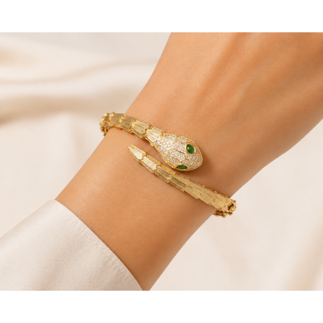 14 karaat geelgouden slangen bangle armband