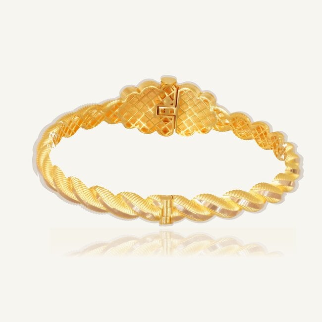 Traditionele 14 Karaat Geelgouden Erzurum Kelepçe Armband met Luxe Ornament