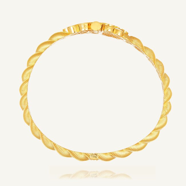 Traditionele 14 Karaat Geelgouden Erzurum Kelepçe Armband met Luxe Ornament