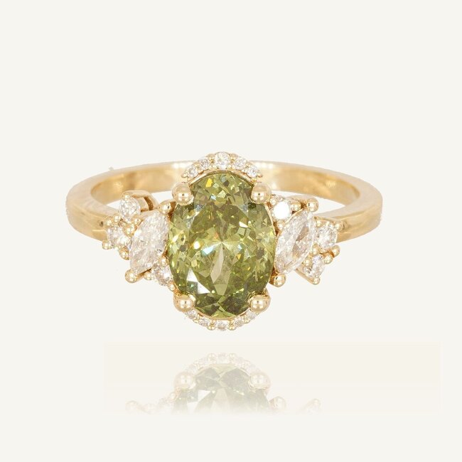 14 Karaat Diamanten Ring met Groene Middensteen 2.04 ct VS1 en F/VS Diamanten
