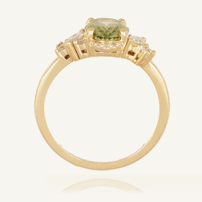 14 Karaat Diamanten Ring met Groene Middensteen 2.04 ct VS1 en F/VS Diamanten
