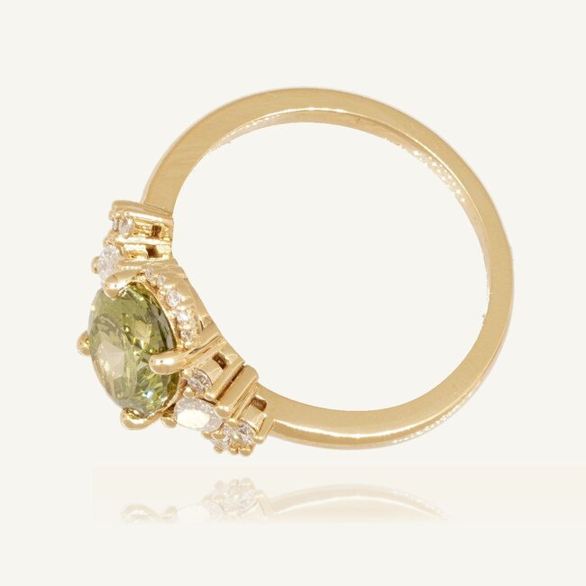 14 Karaat Diamanten Ring met Groene Middensteen 2.04 ct VS1 en F/VS Diamanten