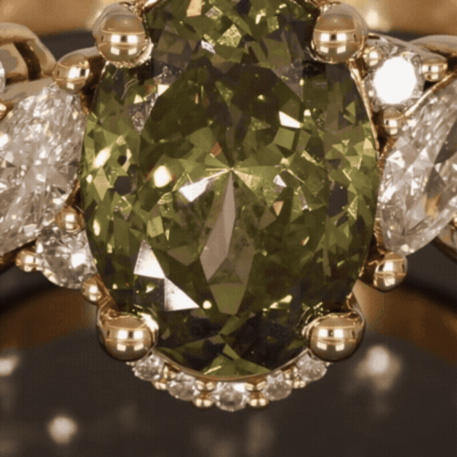14k ring, 2,04 ct groene diamant VS1
