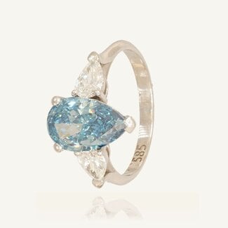 Blauwe Peervorm Labdiamant Ring 3.02 ct