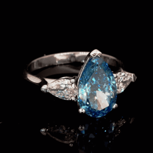 Blauwe peervorm labdiamant 3,02 ct VS1