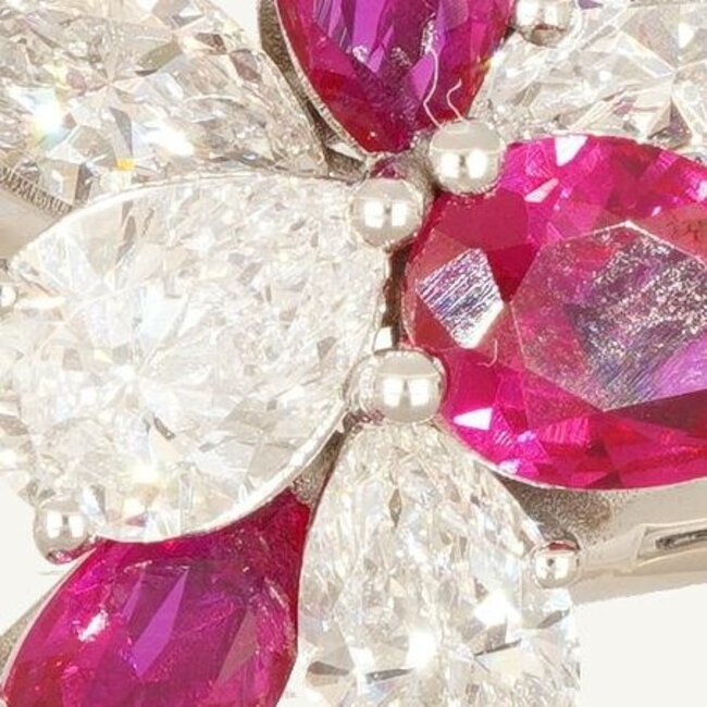 Labdiamanten Ring met Ruby 1.69 ct en Labdiamanten 1.41 ct E/VS