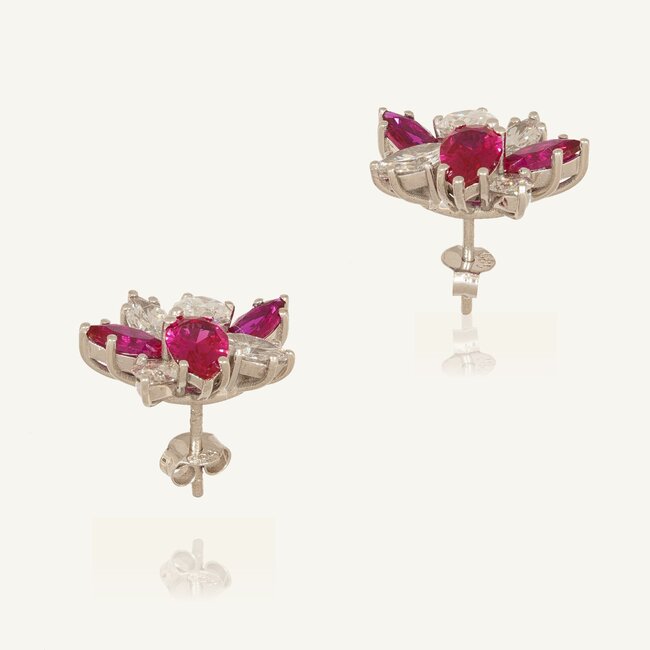 Labdiamanten Oorbellen met Ruby en 5.58 ct F/VS Labdiamanten