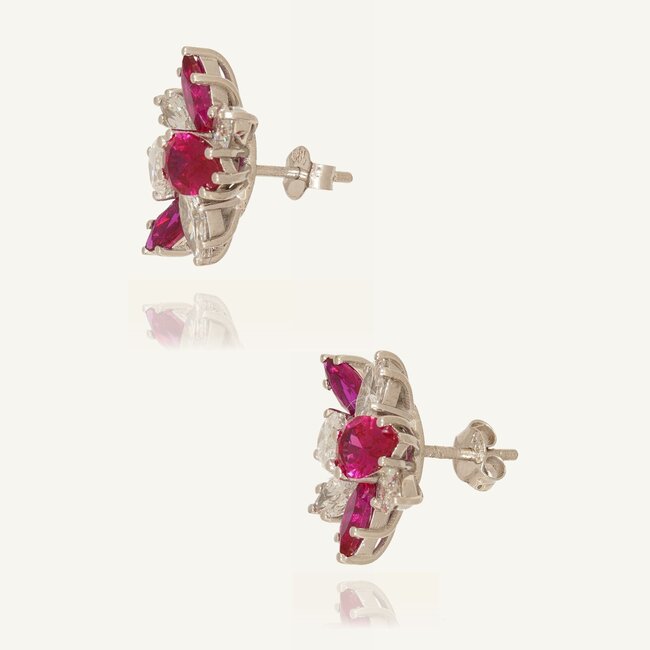 Labdiamanten Oorbellen met Ruby en 5.58 ct F/VS Labdiamanten