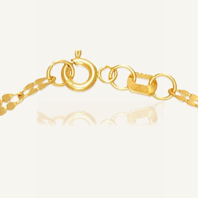 22 Karaat Gouden Schakelarmband met Dubbele Rij en Facet Details
