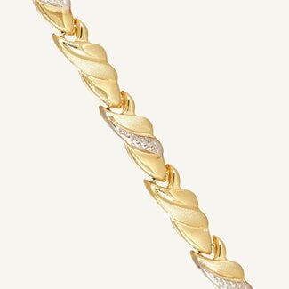 Gouden Schakelarmband met Witkleurige Details