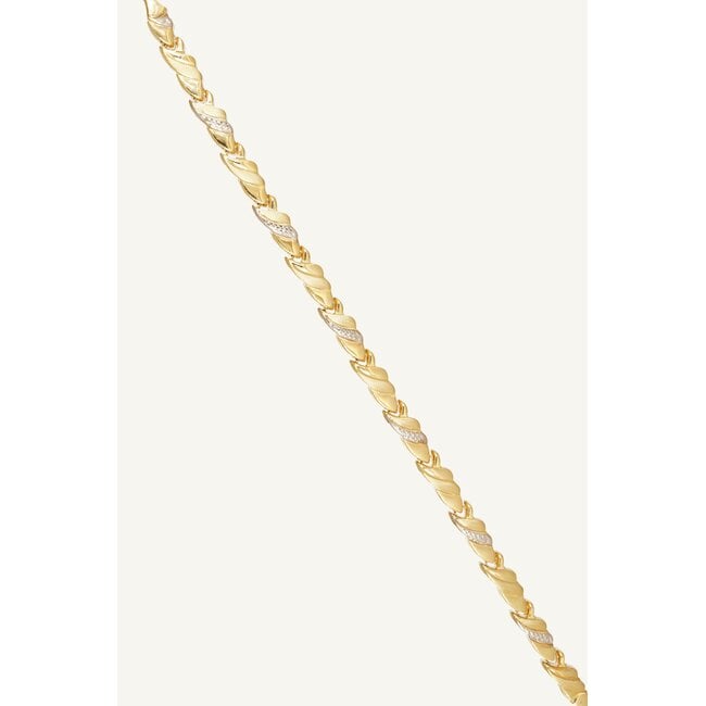 14 Karaat Gouden Armband met Bewerkte Schakels