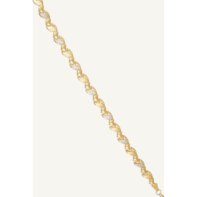 14 Karaat Gouden Armband met Witkleurige Details