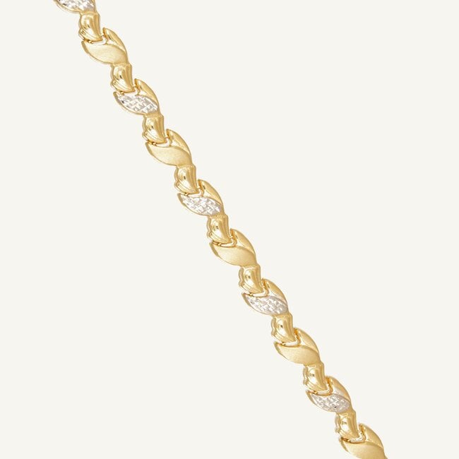 14 Karaat Gouden Armband met Witkleurige Details