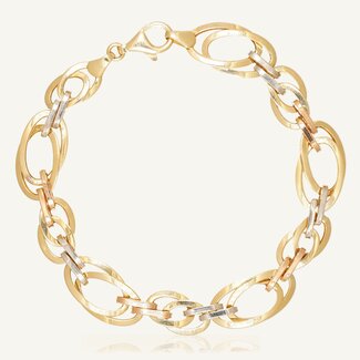 Driekleurige Gouden Armband met Ovale Schakels