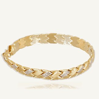Gouden Armband met Bewerkte Schakels