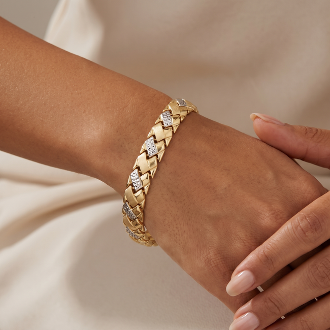 14k gouden armband bewerkte schakels 19,5 cm