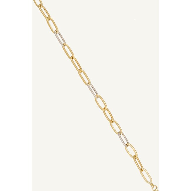 14 Karaat Bicolor Gouden Papercliparmband