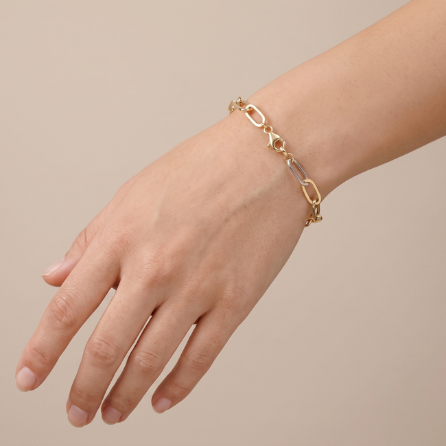14 Karaat Bicolor Gouden Papercliparmband