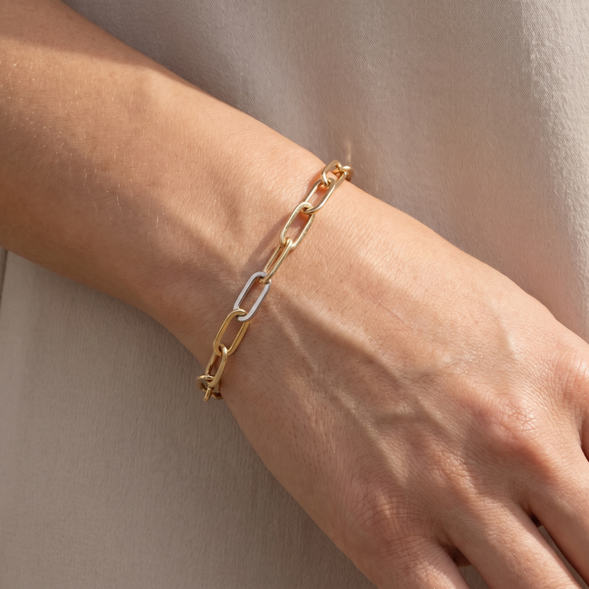 14 Karaat Bicolor Gouden Papercliparmband