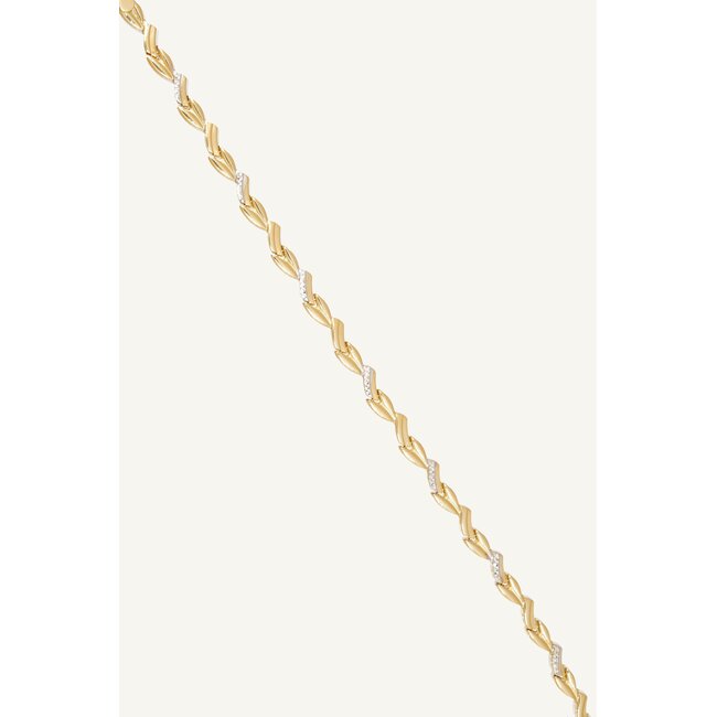 14k Gouden Armband met Witkleurige Details