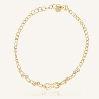 Gouden Infinity Armband met Gekleurde Bolletjes